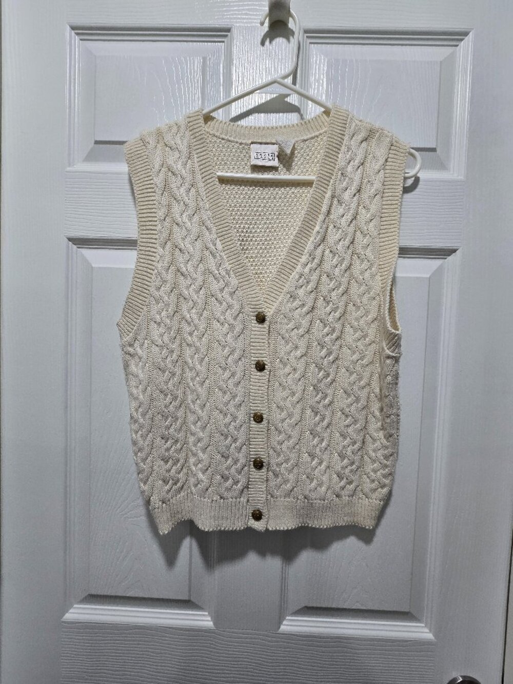 Vintage Laura Gayle Sweater Vest Womens Med Chunky Academia Preppy Cable USA